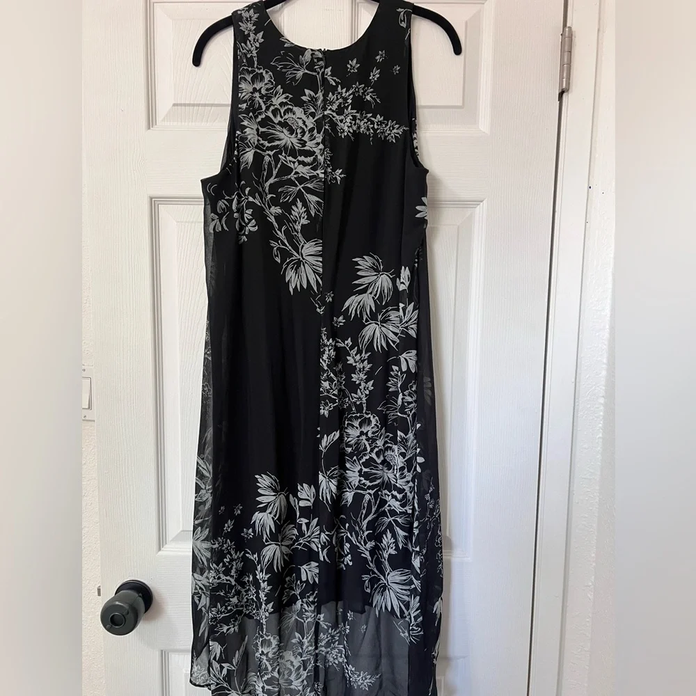 Karen Kane Hi Lo Chiffon Sleeveless V-Neck Black Dress - Picture 11 of 13